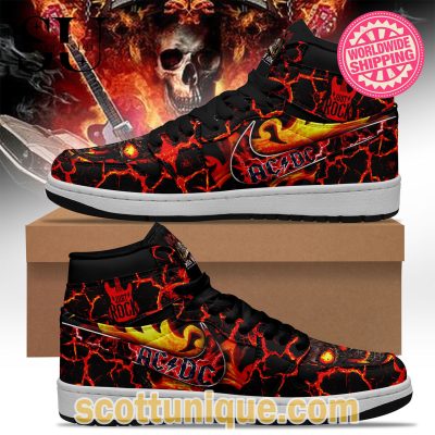 ACDC Skull Lava Premium Nike Air Jordan 1 High Top Sneaker -Soulcals.com