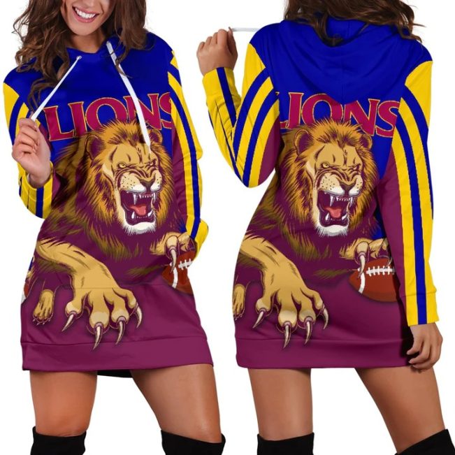 AFL Brisbane Lions Blue Maroon Women Hoodie Dress
