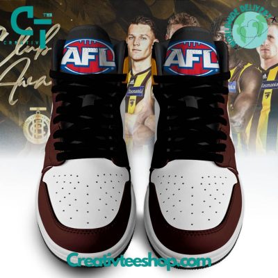AFL Hawthorn Hawks Air Jordan 1 Sneakers - soulcals.com