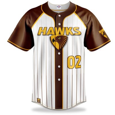 AFL Hawthorn Hawks White Brown Baseball Jersey