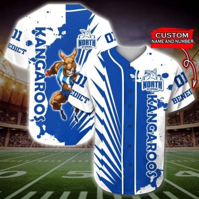 AFL North Melbourne Kangaroos Custom Name Number Mascot Baseball Jersey