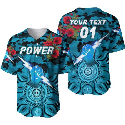 AFL Port Adelaide Custom Text Number Indigenous Baseball Jersey