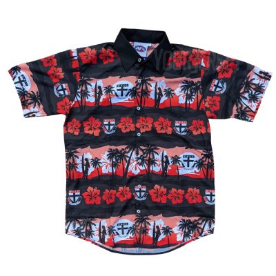 AFL St Kilda Saints Custom Name Number Black Hawaiian Shirt