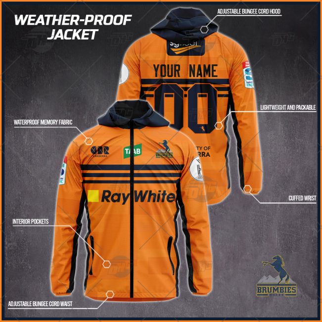 Personalised Super Rugby Act Brumbies Weather Proof Jacket Rain Proof Jacket - OldSchoolThings - Personalize Your Own New & Retro Sports Jerseys, Hoodies, T Shirts