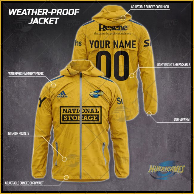 Personalised Wellington Hurricanes Super Rugby Weather Proof Jacket Rain Proof Jacket - OldSchoolThings - Personalize Your Own New & Retro Sports Jerseys, Hoodies, T Shirts