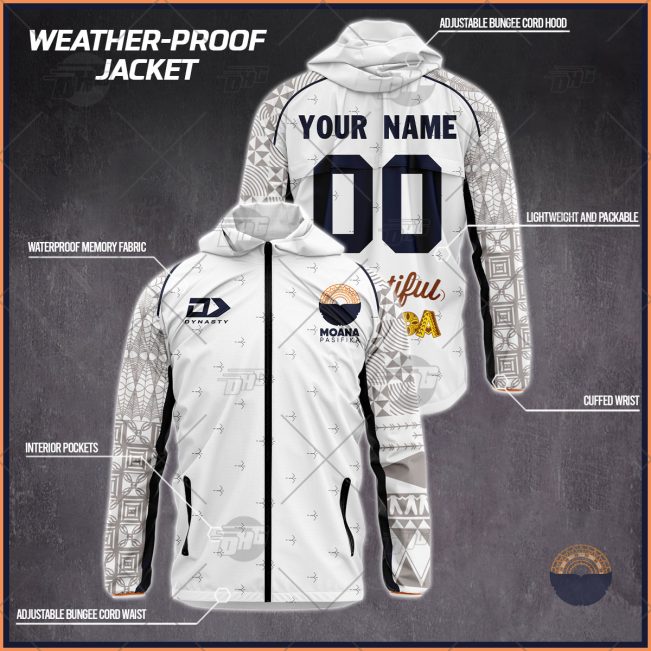 Personalised Super Rugby Moana Pasifika Weather Proof Jacket Rain Proof Jacket - OldSchoolThings - Personalize Your Own New & Retro Sports Jerseys, Hoodies, T Shirts