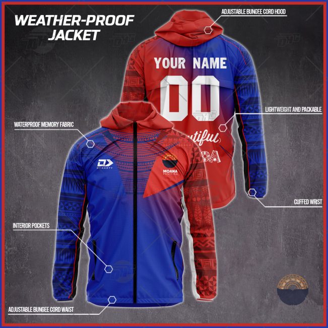 Personalised Super Rugby Moana Pasifika Weather Proof Jacket Rain Proof Jacket - OldSchoolThings - Personalize Your Own New & Retro Sports Jerseys, Hoodies, T Shirts