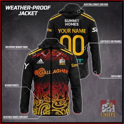Personalised Gallagher Chiefs Super Rugby 2022 Weather Proof Jacket Rain Proof Jacket - OldSchoolThings - Personalize Your Own New & Retro Sports Jerseys, Hoodies, T Shirts