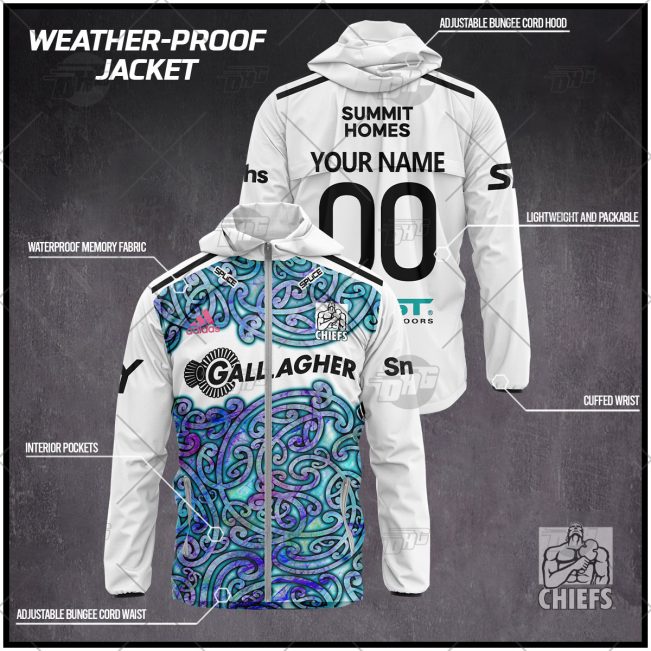 Personalised Gallagher Chiefs Super Rugby 2022 Weather Proof Jacket Rain Proof Jacket - OldSchoolThings - Personalize Your Own New & Retro Sports Jerseys, Hoodies, T Shirts