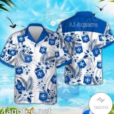 AJ Auxerre Logo Hawaiian Shirt And Shorts - Teesmith