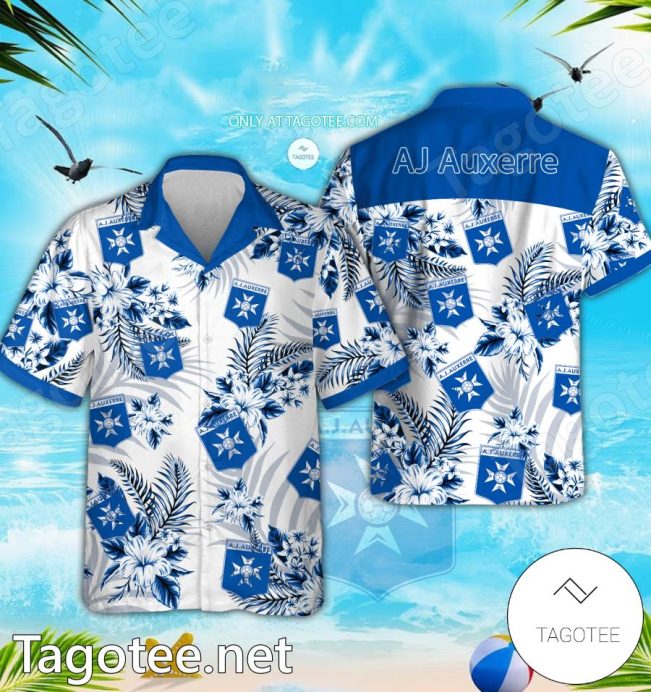 AJ Auxerre Logo Hawaiian Shirt And Shorts - Teesmith