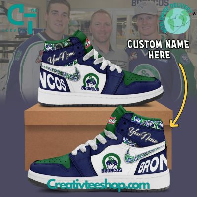 WHL Swift Current Broncos Custom Name Air Jordan 1 Sneaker - soulcals.com