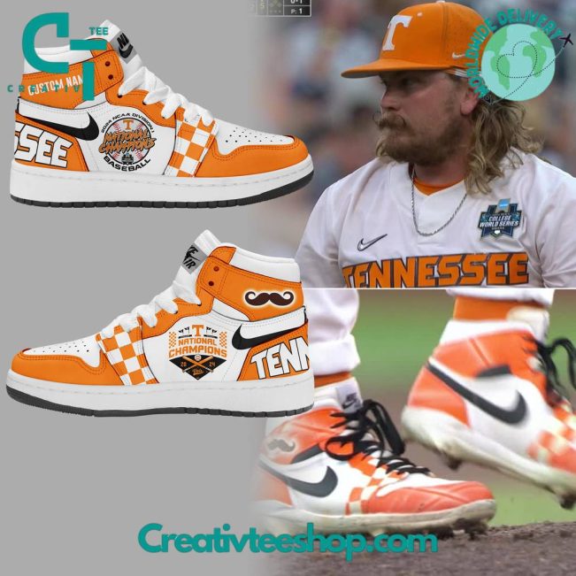 Tennessee Baseball Champions 2024 NCAA Division I Air Jordan 1 Sneaker - soulcals.com