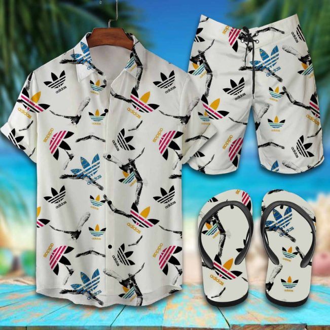 Adidas 2022 Hawaiian Shirt Beach Shorts and Flip Flops Combo