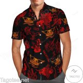 Aerosmith Fashion Red And Black Hawaiian Shirt And Beach Shorts A - demo10