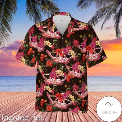 Aerosmith Rock Band Red Logo Floral Pattern Hawaiian Shirt And Short