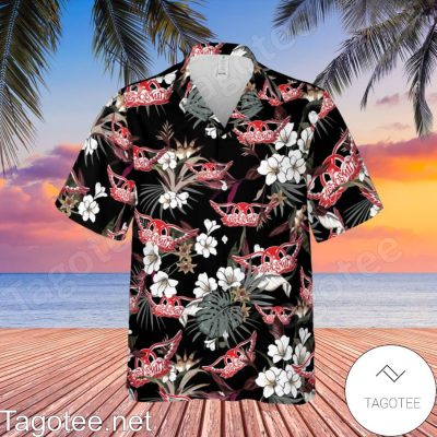 Aerosmith Rock Band Tropical Forest Black Hawaiian Shirt And Short