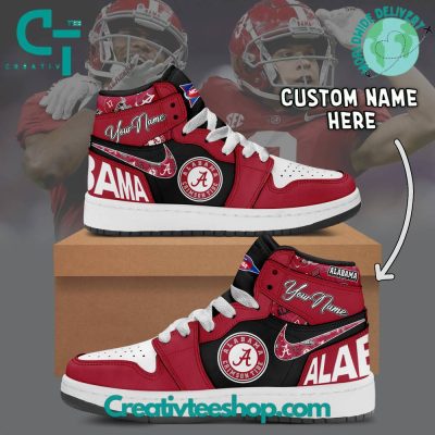 Alabama Crimson Tide NCAA Custom Name Air Jordan 1 Sneaker - soulcals.com