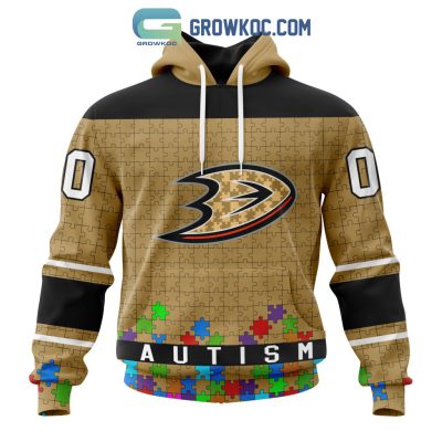 Anaheim Ducks NHL Special Unisex Kits Hockey Fights Against Autism Hoodie T Shirt