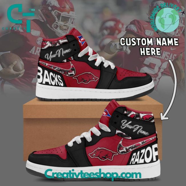 Arkansas Razorbacks NCAA Custom Name Air Jordan 1 Sneaker - soulcals.com