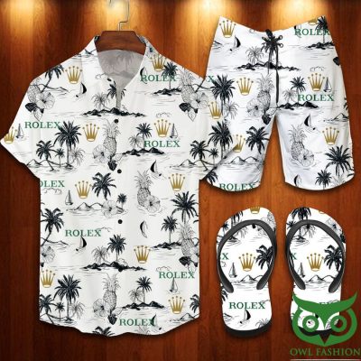 Rolex White Hawaiian Outfit Combo Flip Flops