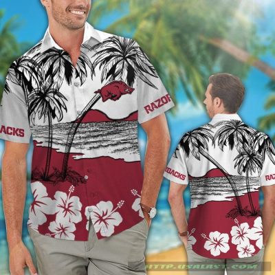 Arkansas Razorbacks Hibiscus Hawaiian Shirt Beach Short - Hot Sale 2025