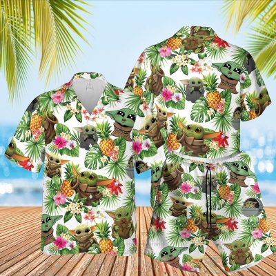 Baby Yoda Star Wars White Hawaiian Shirt, Short - Hot Sale 2025