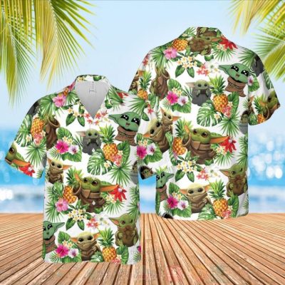 Baby Yoda Star Wars White Hawaiian Shirt, Short - Hot Sale 2025