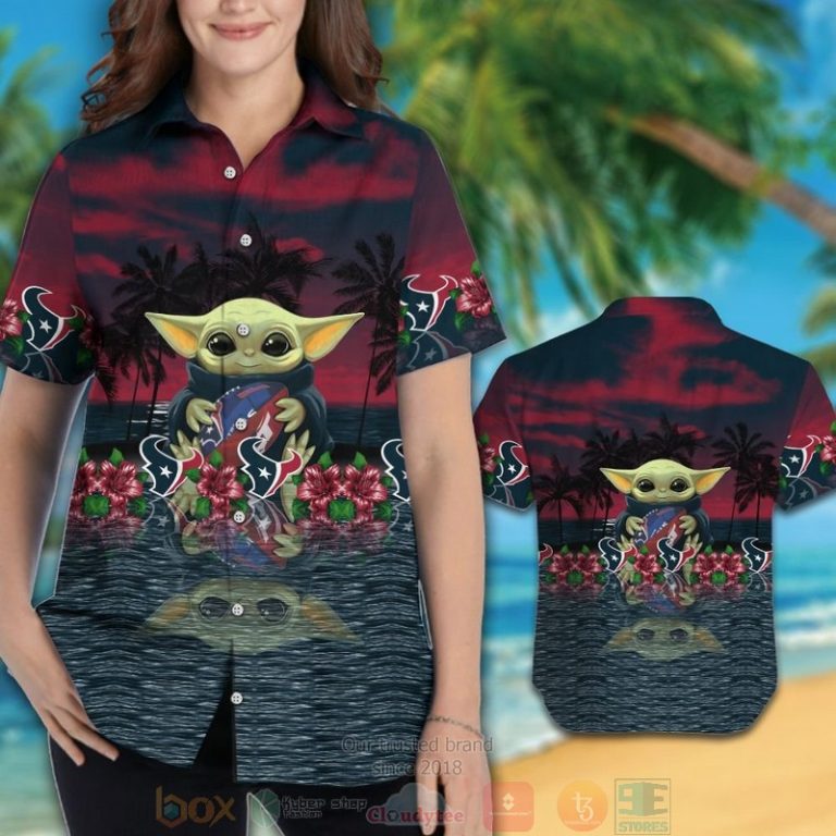 Baby Yoda Hug Houston Texans Hawaiian Shirt And Shorts - Hot Sale 2025