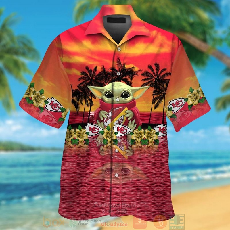 Baby Yoda Hug Kansas City Chiefs Hawaiian Shirt And Shorts - Hot Sale 2025