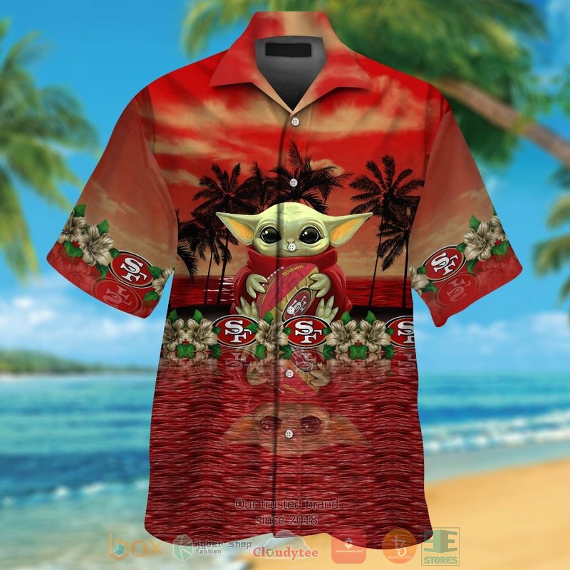 Baby Yoda Hug San Francisco 49Ers Hawaiian Shirt And Shorts - Hot Sale 2025