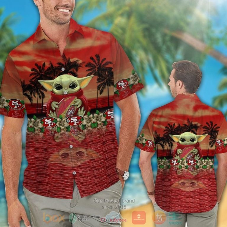 Baby Yoda Hug San Francisco 49Ers Hawaiian Shirt And Shorts - Hot Sale 2025