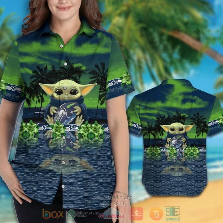 Baby Yoda Hug Seattle Seahawks Hawaiian Shirt And Shorts - Hot Sale 2025