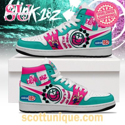 Blink-182 What's My Age Again Cyan Air Jordan 1 High Top -Soulcals.com