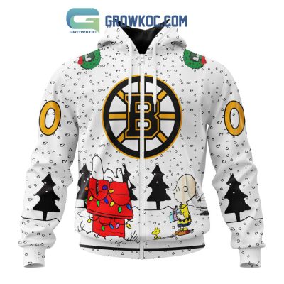 Boston Bruins NHL Mix Snoopy Peanuts Christmas Personalized Hoodie T Shirt