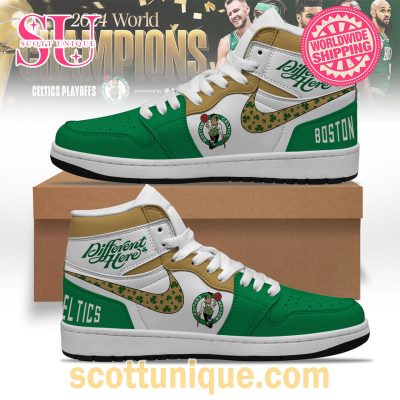 Boston Celtics 2024 World Champions Air Jordan 1 High Top Sneaker -Soulcals.com