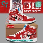 Boston University Terriers Ice Hockey Air Jordan 1 Sneakers - soulcals.com