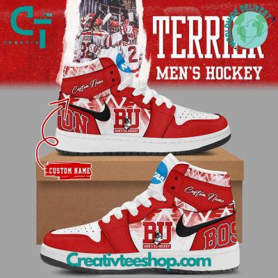 Boston University Terriers Ice Hockey Air Jordan 1 Sneakers - soulcals.com