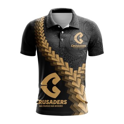 Super Rugby BNZ Crusaders Special Black And Gold Polo Design ST2401