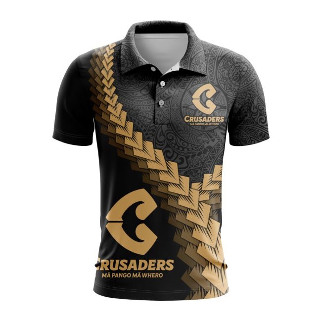 Super Rugby BNZ Crusaders Special Black And Gold Polo Design ST2401