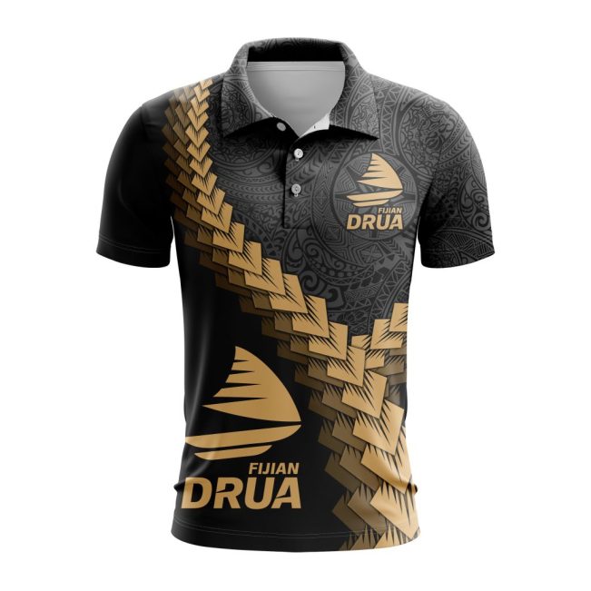 Super Rugby Fijian Drua Special Black And Gold Polo Design ST2401