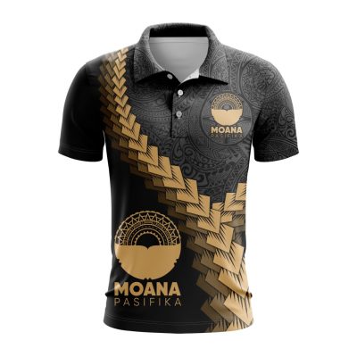 Super Rugby Moana Pasifika Special Black And Gold Polo Design ST2401