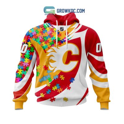 Calgary Flames NHL Autism Awarness Custom Hoodie T Shirt