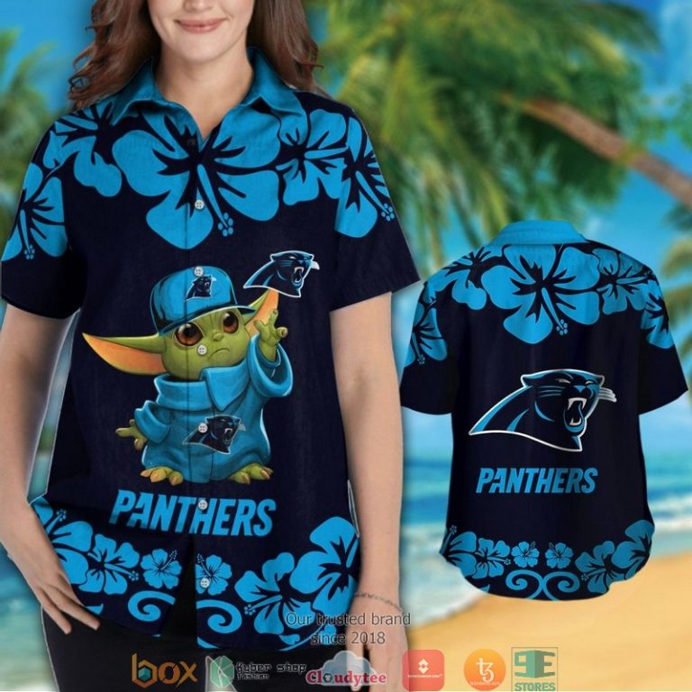 Carolina Panthers Baby Yoda Hibiscus Hawaiian Shirt, Short - Hot Sale 2025