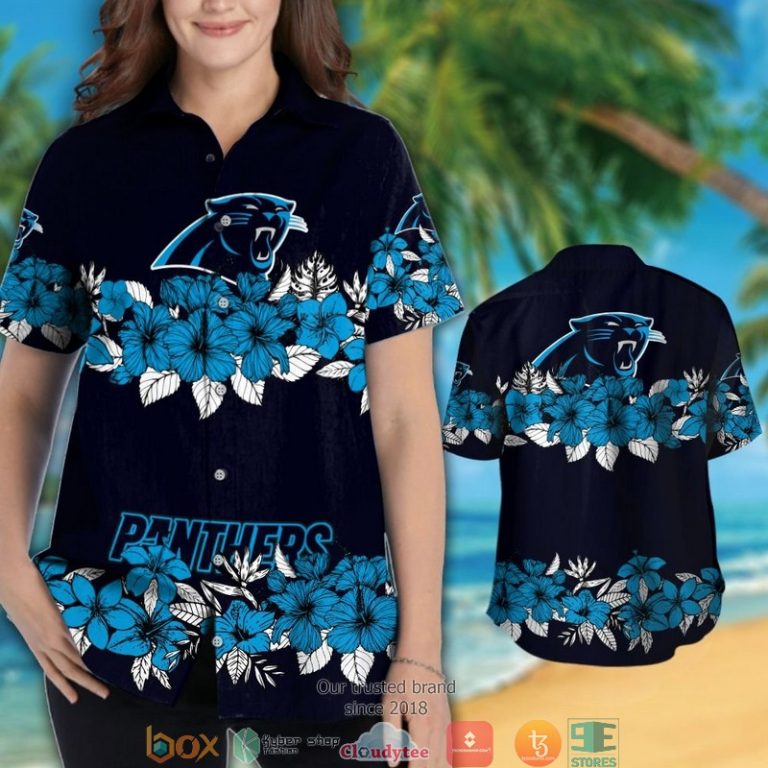 Carolina Panthers Hibicus Flower Line Hawaiian Shirt, Short - Hot Sale 2025