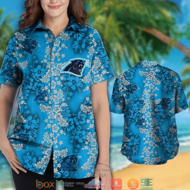 Carolina Panthers Hibiscus Flower Pattern Hawaiian Shirt, Short - Hot Sale 2025