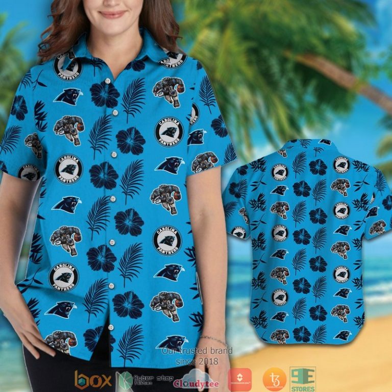 Carolina Panthers Leaf Hibiscus Pattern Hawaiian Shirt, Short - Hot Sale 2025 Carolina Panthers Leaf Hibiscus Pattern Hawaiian Shirt, Short - Hot Sale 2025