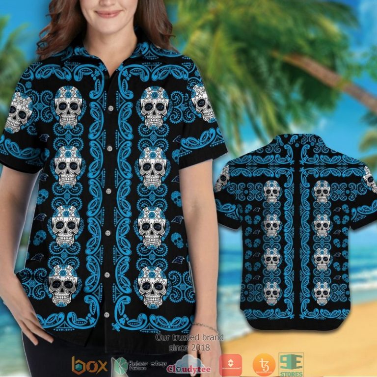 Carolina Panthers Small Sugar Skull Hawaiian Shirt, Short - Hot Sale 2025