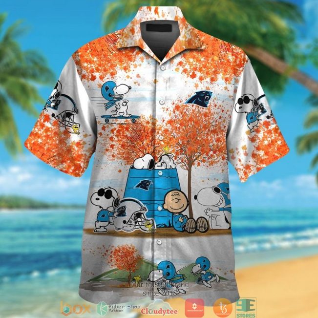 Carolina Panthers Snoopy And Charlie Brown Autumn Hawaiian Shirt, Short - Hot Sale 2025