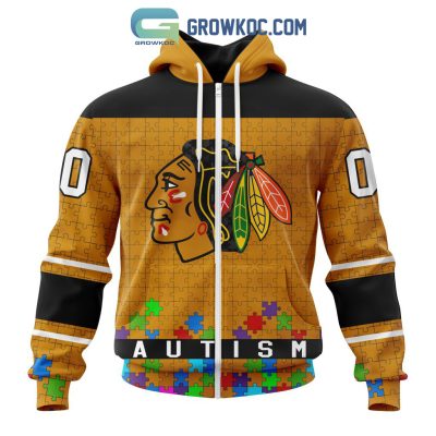 Chicago BlackHawks NHL Special Unisex Kits Hockey Fights Against Autism Hoodie T Shirt